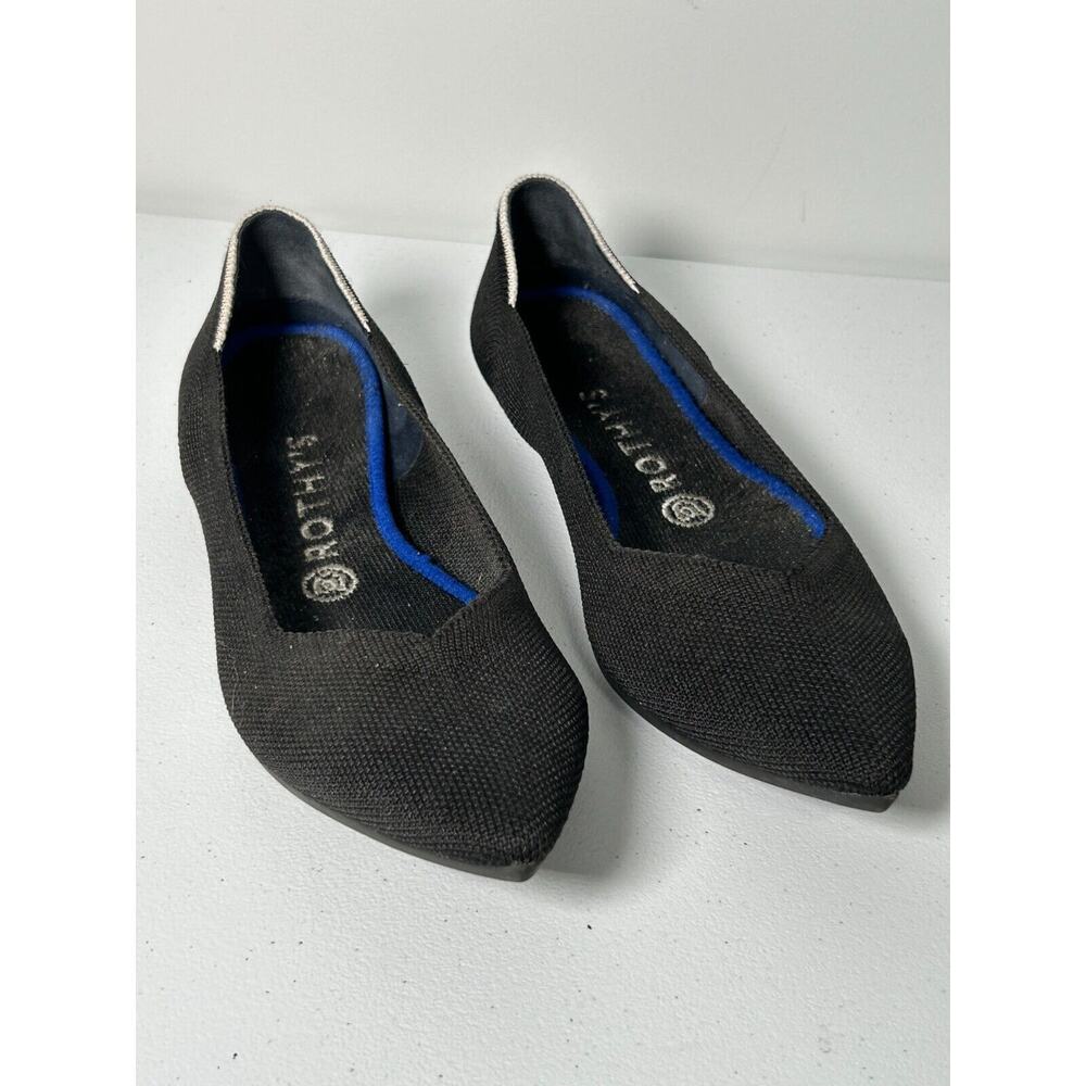 Rothy's Women's Black Textile Pointed‎ Toe Slip-On Flat Ballet Shoes US Size W9